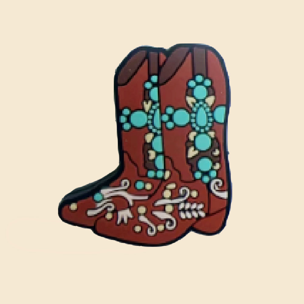 Wholesale 10pcs Cartoon Bohemian Wellies Pattern Silicone Beads